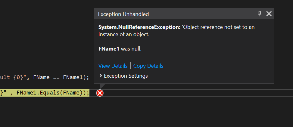 null exception